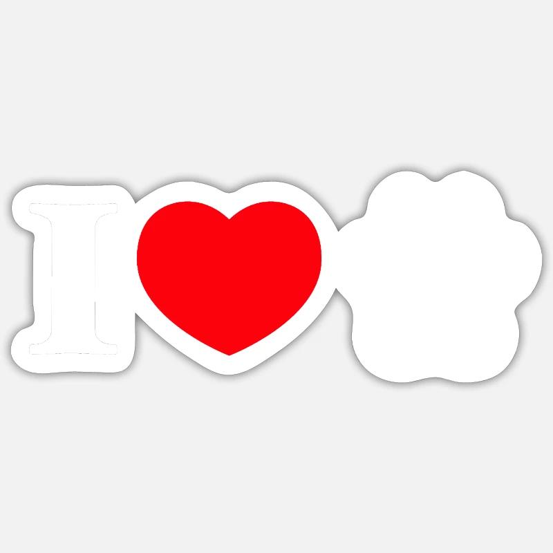 « J’aime » avec empreinte de patte Sticker taille S (10 x 10 cm)