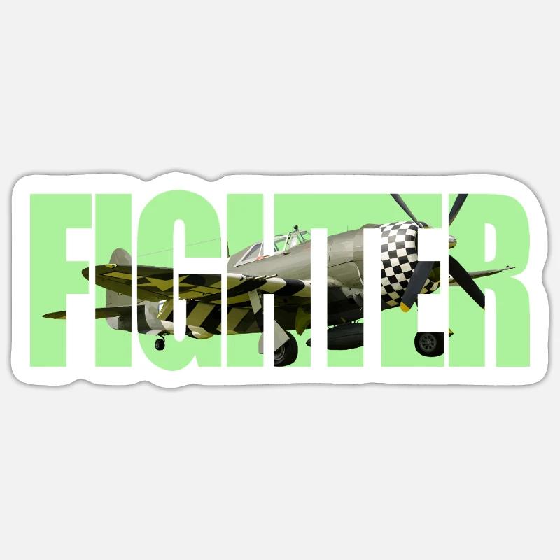 Fighter P-47 Thunderbolt - Sticker size S (10 x 10 cm) - white matte