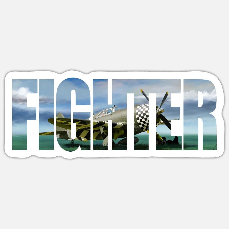 Chasseur P-47 Thunderbolt - Sticker taille S (10 x 10 cm) - blanc mat