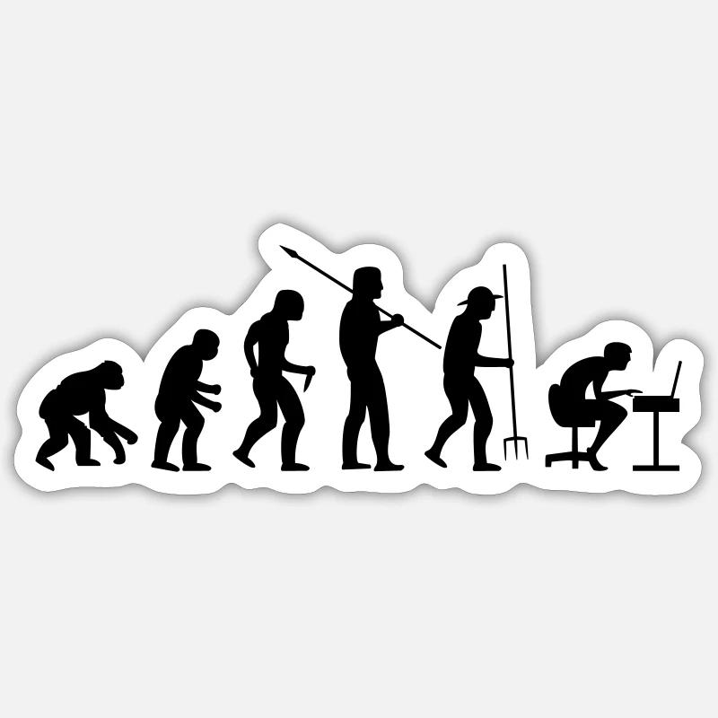 EVOLUTION Affe zu Mensch zu Büro Sticker Größe S (10 x 10 cm)