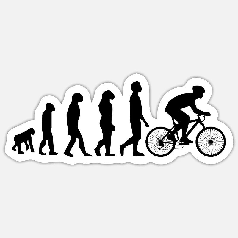Evolution Fahrrad / Rennrad - Sticker Größe S (10 x 10 cm) - Mattweiß