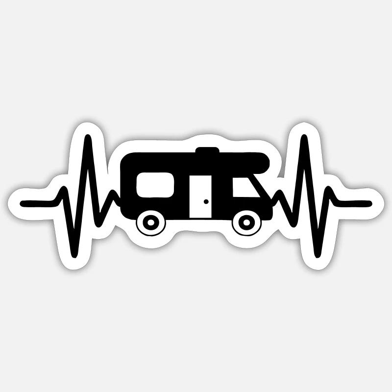 Wohnmobil Herzschlag - Sticker Größe S (10 x 10 cm) - Mattweiß
