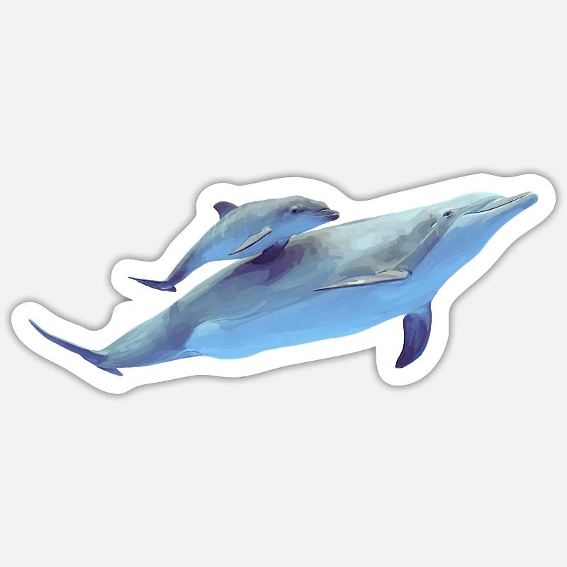 Delfin - Sticker Größe S (10 x 10 cm) - Mattweiß