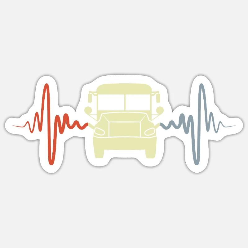 Oldtimer Bus EKG - Sticker Größe S (10 x 10 cm) - Mattweiß