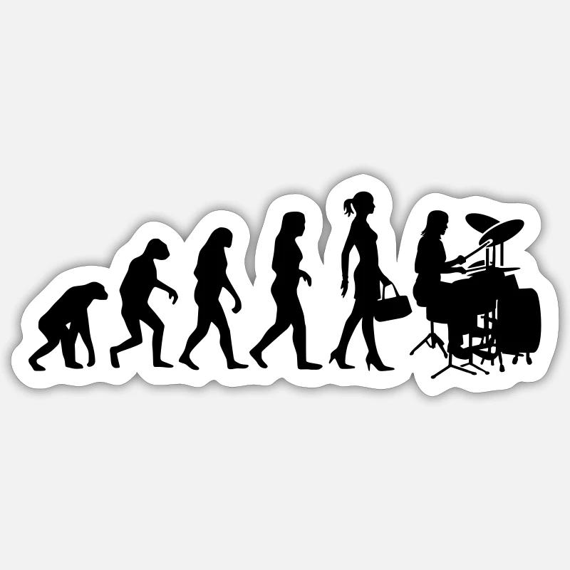 Evolution Schlagzeugerin Percussion Drummer Sticker Größe S (10 x 10 cm)