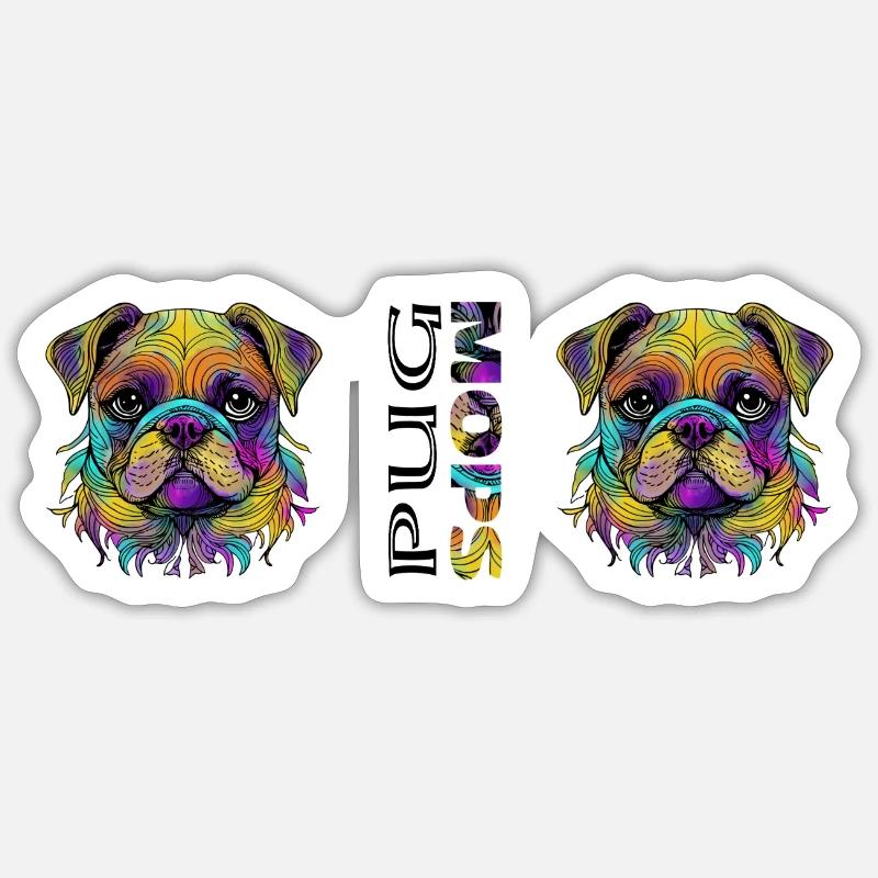 Pug - Sticker size S (10 x 10 cm) - white matte