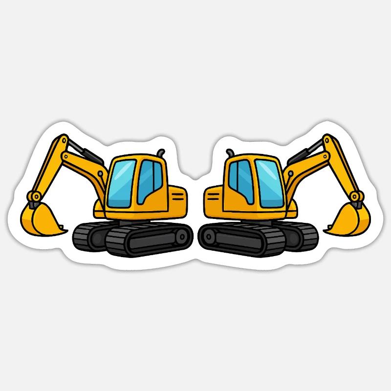 Double construction machinery silhouette - Sticker size S (10 x 10 cm) - white matte