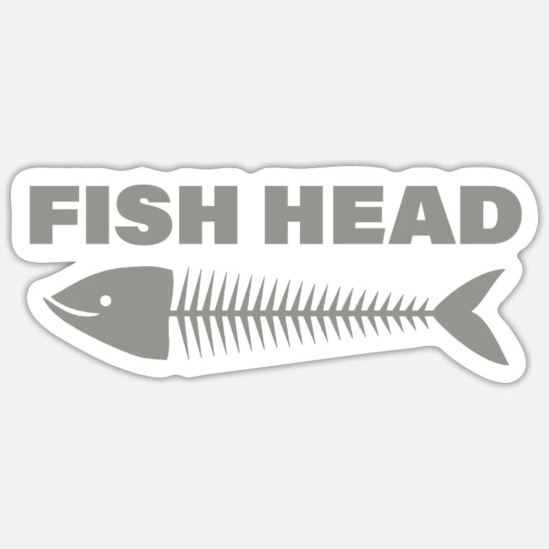 FISH HEAD - Sticker Größe S (10 x 10 cm) - Mattweiß