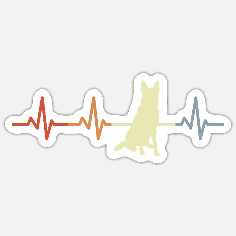 German Shepherd heartbeat - Sticker size S (10 x 10 cm) - white matte