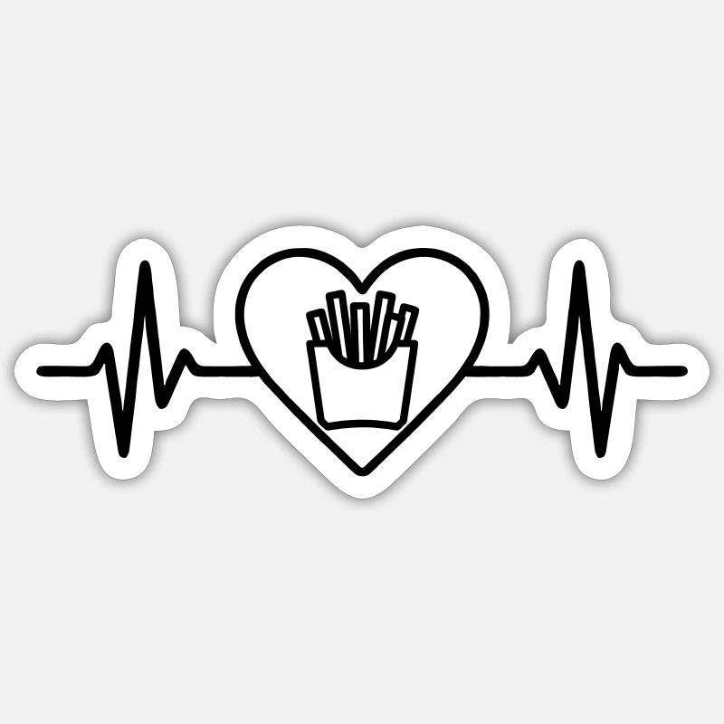 Frites Coeur Restauration rapide Collation - Sticker taille S (10 x 10 cm) - blanc mat