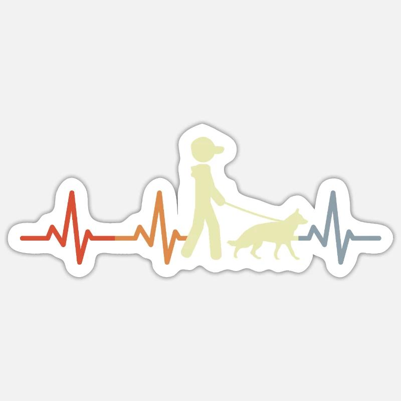 Schäferhund Kardiogramm - Sticker Größe S (10 x 10 cm) - Mattweiß