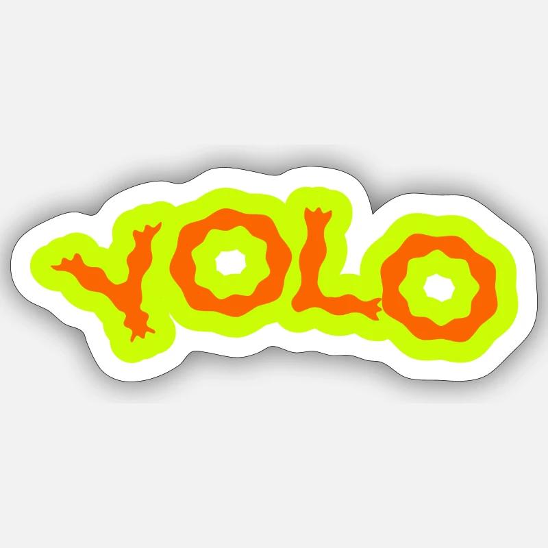 YOLO Neon Lime Psychedelic - Sticker size S (10 x 10 cm) - white matte