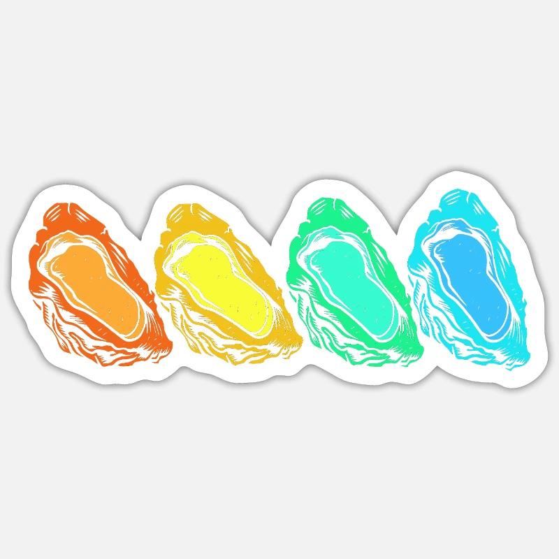 Huîtres - Sticker taille S (10 x 10 cm) - blanc mat