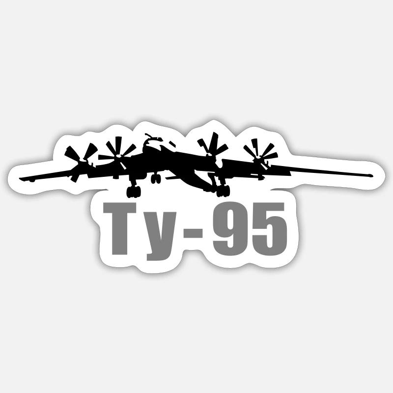 Tu-95 - Sticker Größe S (10 x 10 cm) - Mattweiß