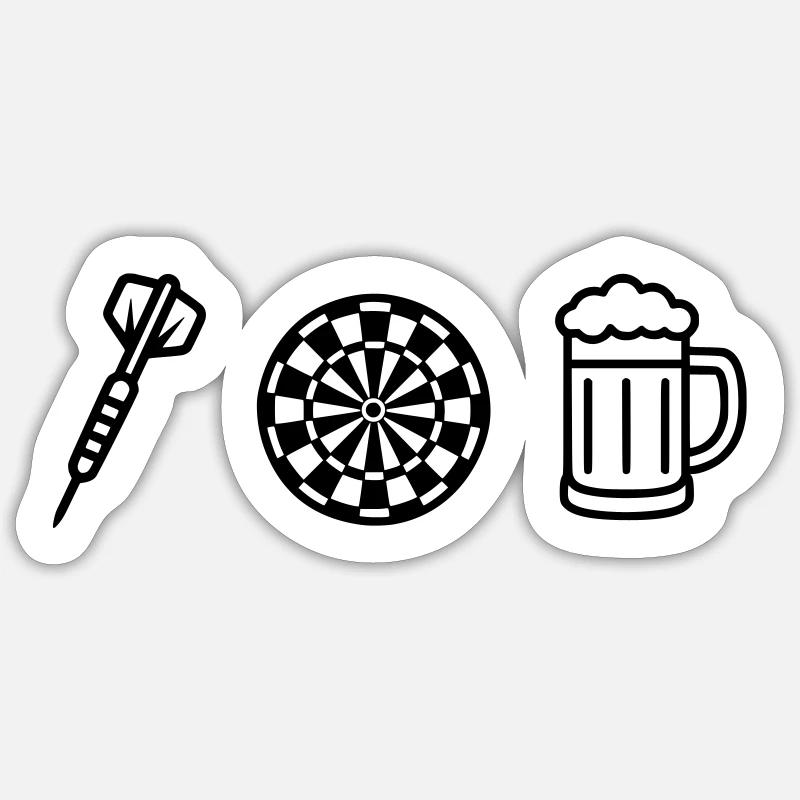 Darts,Darts,Dartfeil-Dartboard-Beer - Sticker size S (10 x 10 cm) - white matte