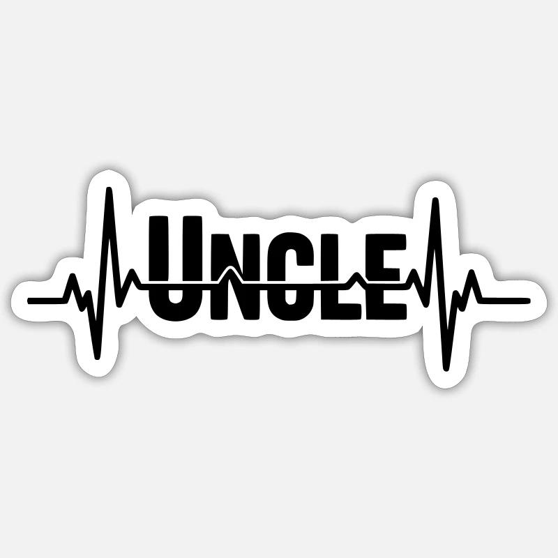 Uncle Schriftzug mit Herzschlag - Sticker Größe S (10 x 10 cm) - Mattweiß