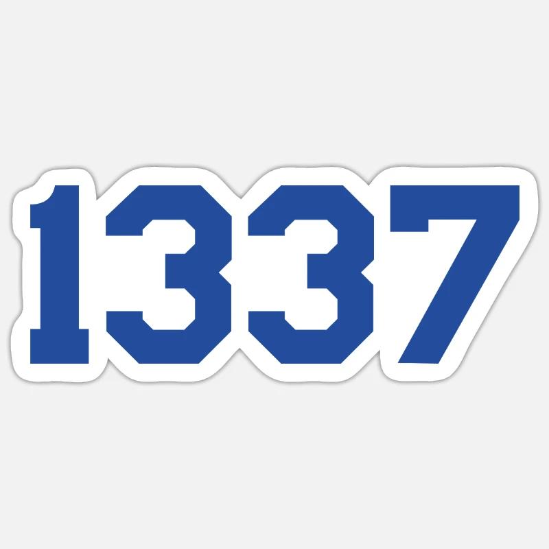 1337 – Blaues Textdesign - Sticker Größe S (10 x 10 cm) - Mattweiß
