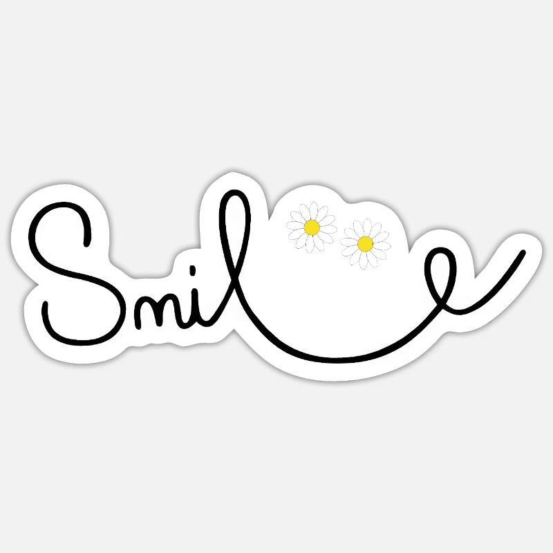 Flowery smile in cursive script - Sticker size S (10 x 10 cm) - white matte