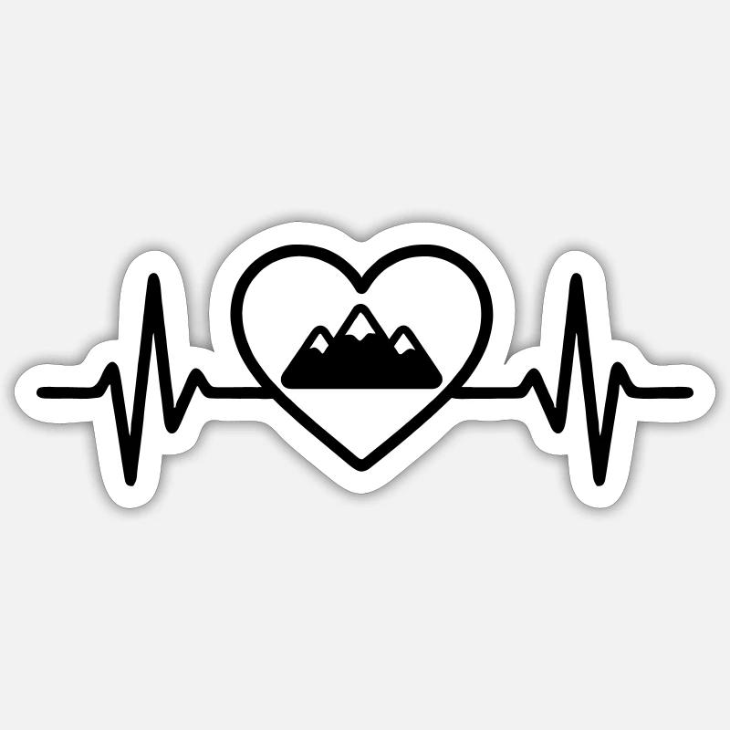 Herz Berge Drei Gipfel - Sticker Größe S (10 x 10 cm) - Mattweiß
