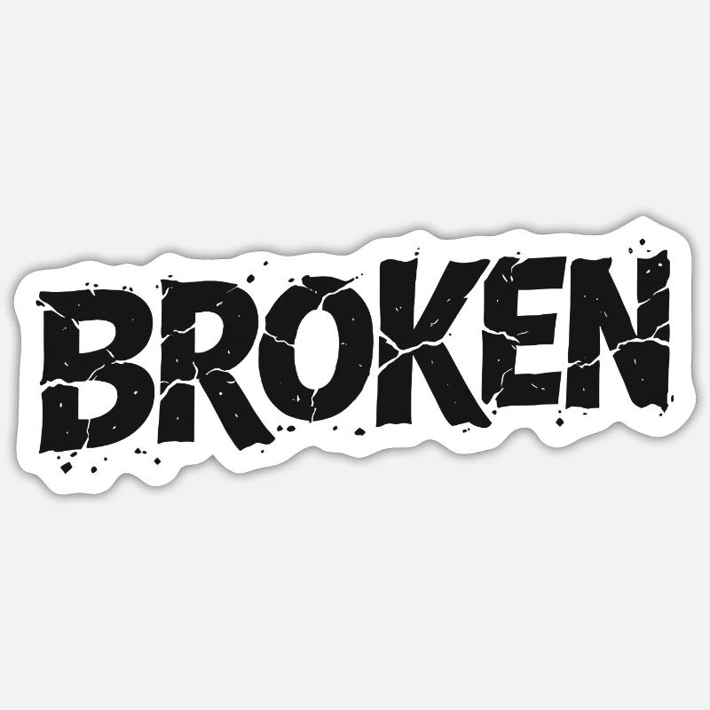 Broken Typo Graffiti - Sticker size S (10 x 10 cm) - white matte