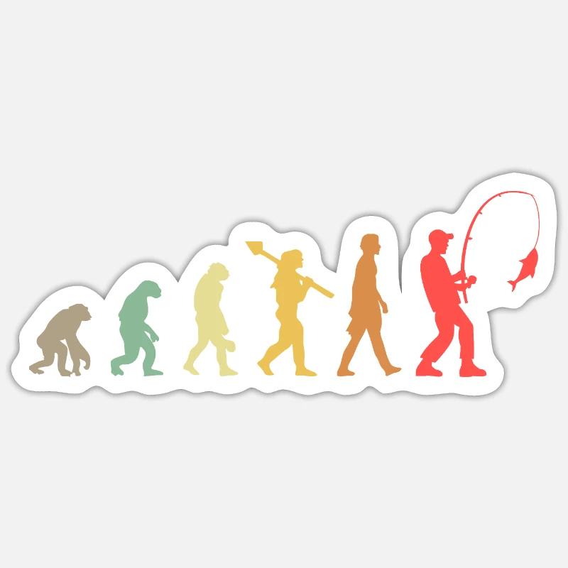 Evolution Fishing - Sticker size S (10 x 10 cm) - white matte