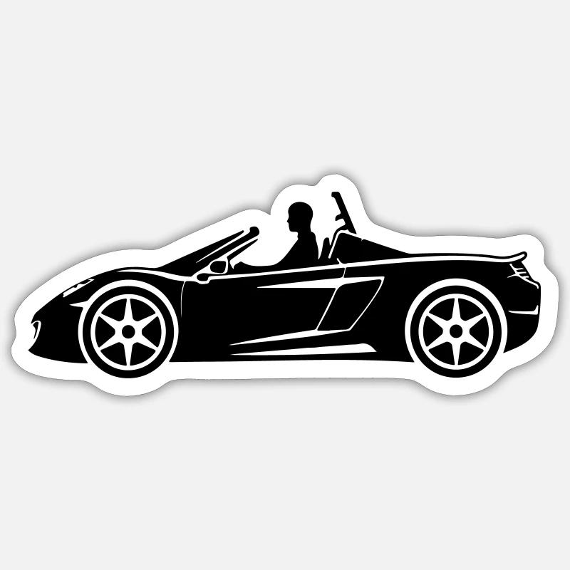 Cabrio Auto Pkw - Sticker Größe S (10 x 10 cm) - Mattweiß