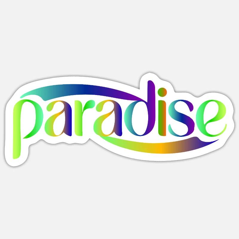Paradise Rainbow Skriptdesign Sticker Größe S (10 x 10 cm)