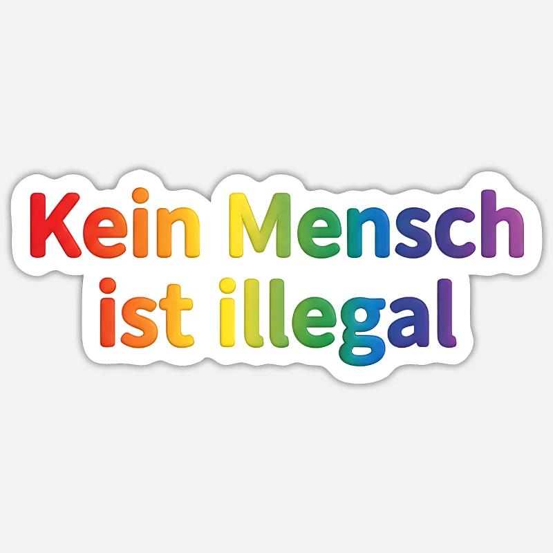 No One Is Illegal Rainbow Sticker size S (10 x 10 cm)