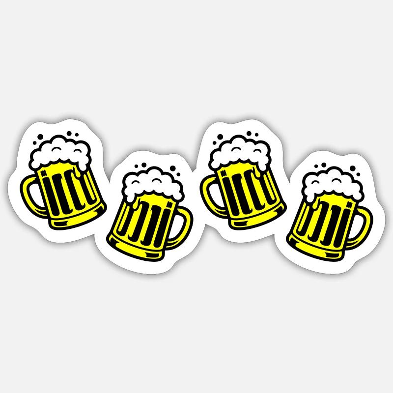 Bier Bierkrug Prost Comic - Sticker Größe S (10 x 10 cm) - Mattweiß
