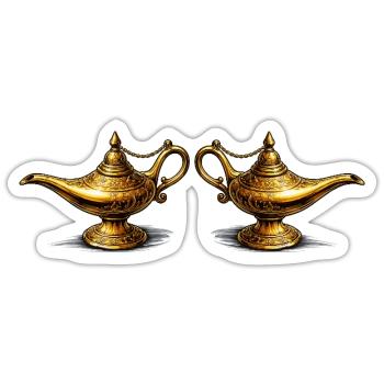 Goldene Öllampen  - Sticker Größe S (10 x 10 cm) - Mattweiß - Vorne