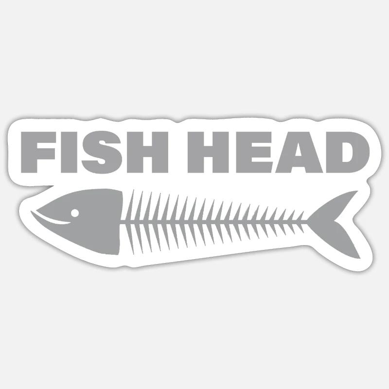 FISH HEAD - Sticker Größe S (10 x 10 cm) - Mattweiß