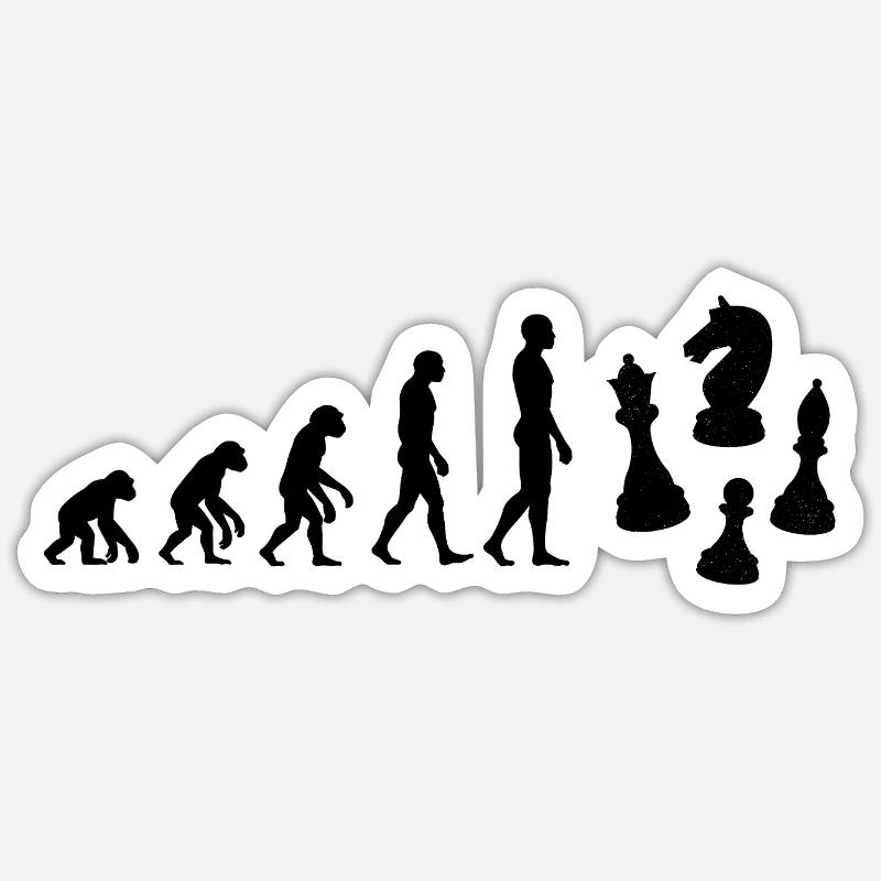 ÉVOLUTION : NÉS AUX ÉCHECS ! FANS D’ÉCHECS & PASSION Sticker taille S (10 x 10 cm)