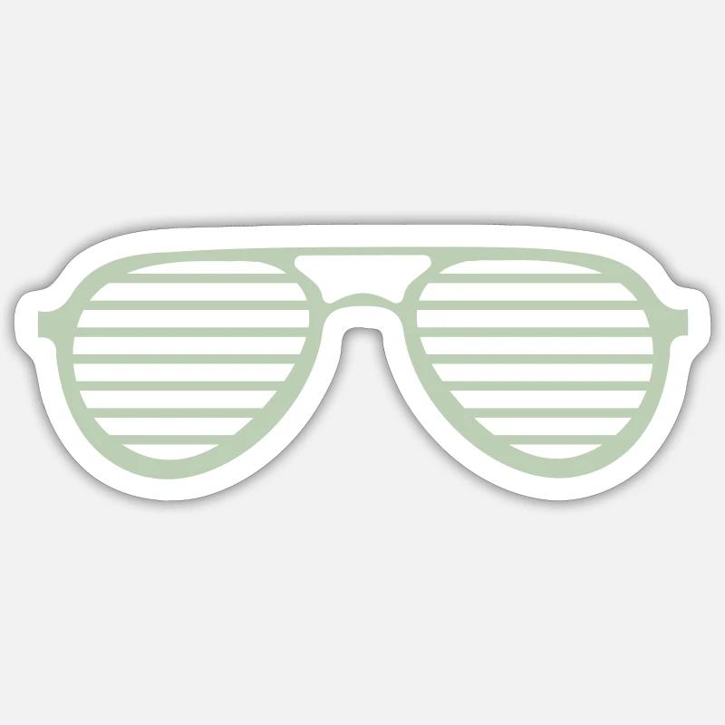 Lunettes de soleil à rayures rétro - Sticker taille S (10 x 10 cm) - blanc mat