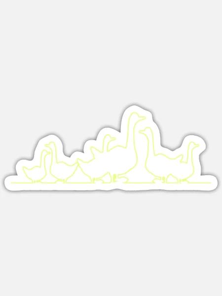 Entenfamilie Linienkunst Neon - Sticker Größe S (10 x 10 cm) - Mattweiß