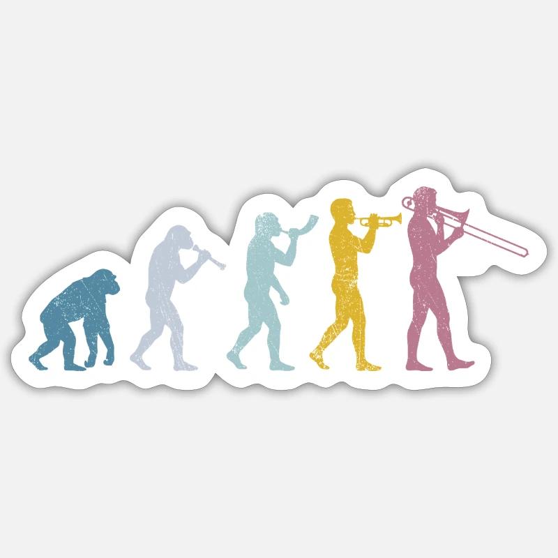 Trombone Evolution - Sticker size S (10 x 10 cm) - white matte