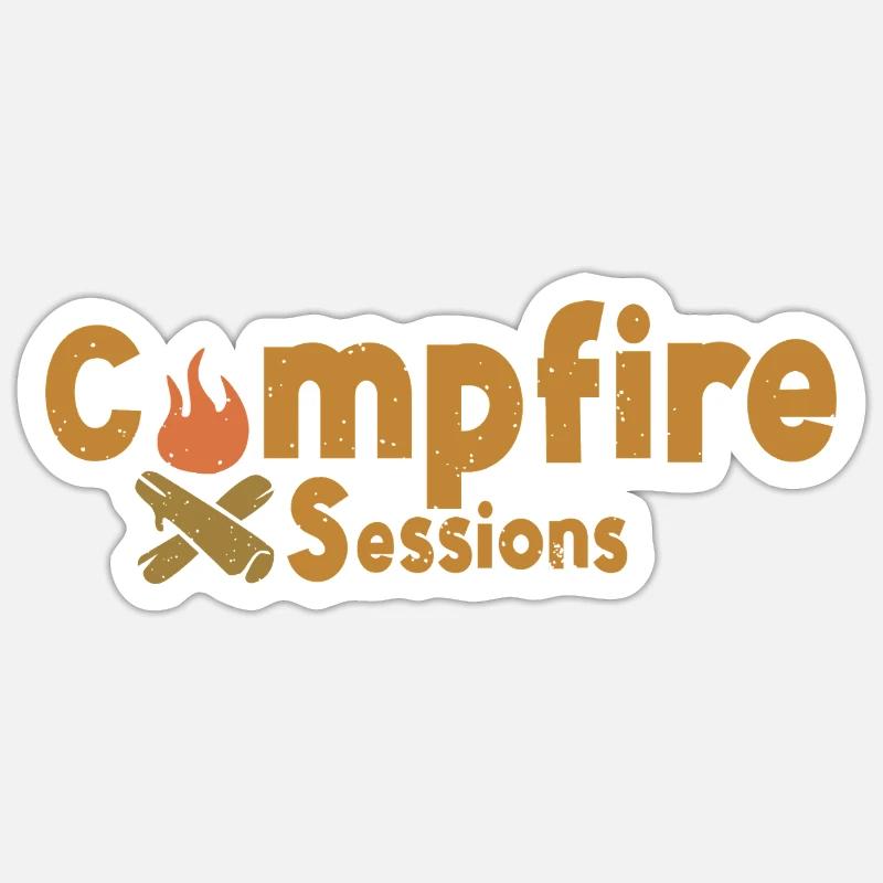 Sessions de feu de camp – Conception de camp extérieur chaleureuse Sticker taille S (10 x 10 cm)