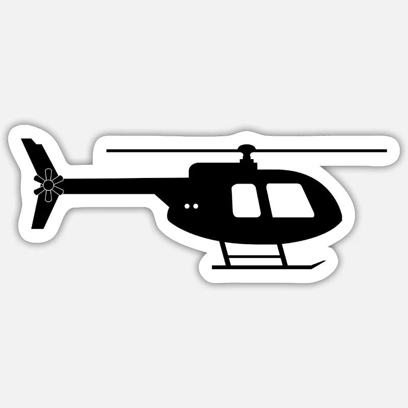 Hélicoptère - Sticker taille S (10 x 10 cm) - blanc mat
