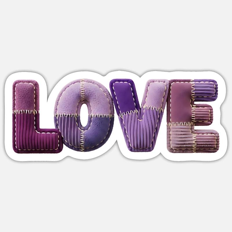 Love Lettering Patchwork 3D Fabric Look Sticker size S (10 x 10 cm)