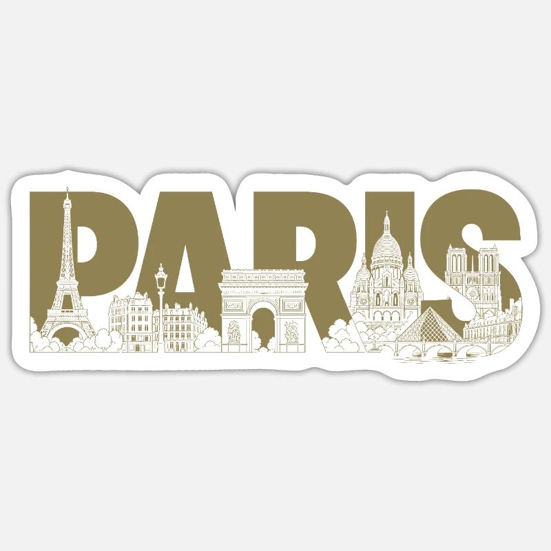Paris Frankreich Eiffelturm Triumphbogen  - Sticker Größe S (10 x 10 cm) - Mattweiß