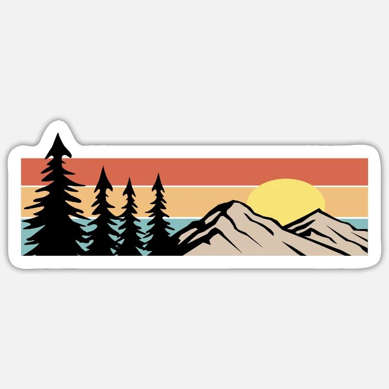 Naturschutz Wald Berg Baum  - Sticker Größe S (10 x 10 cm) - Mattweiß