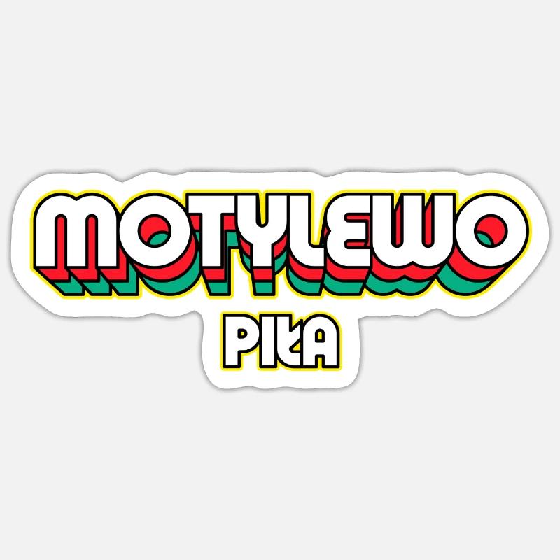 Papillon Piła. Nom du district rétro - Sticker taille S (10 x 10 cm) - blanc mat