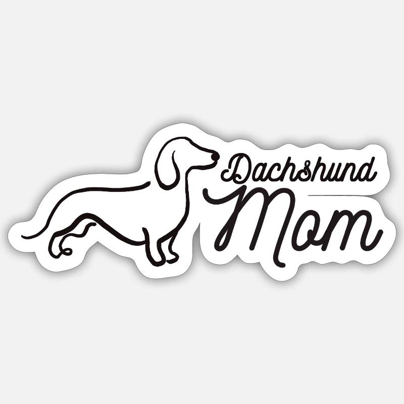 Dachshund Mom Script Logo Lineart Dackel - Sticker Größe S (10 x 10 cm) - Mattweiß
