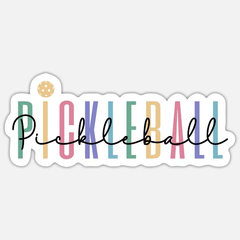 Pastel Rainbow Pickleball Player - Sticker Größe S (10 x 10 cm) - Mattweiß