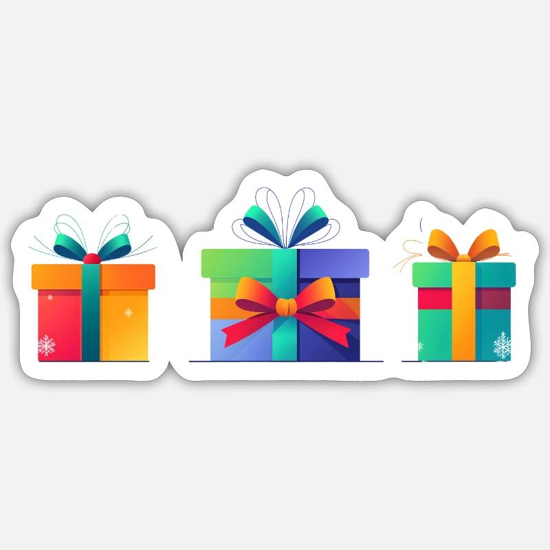 Rainbow Gift Boxes Trio - Sticker size S (10 x 10 cm) - white matte