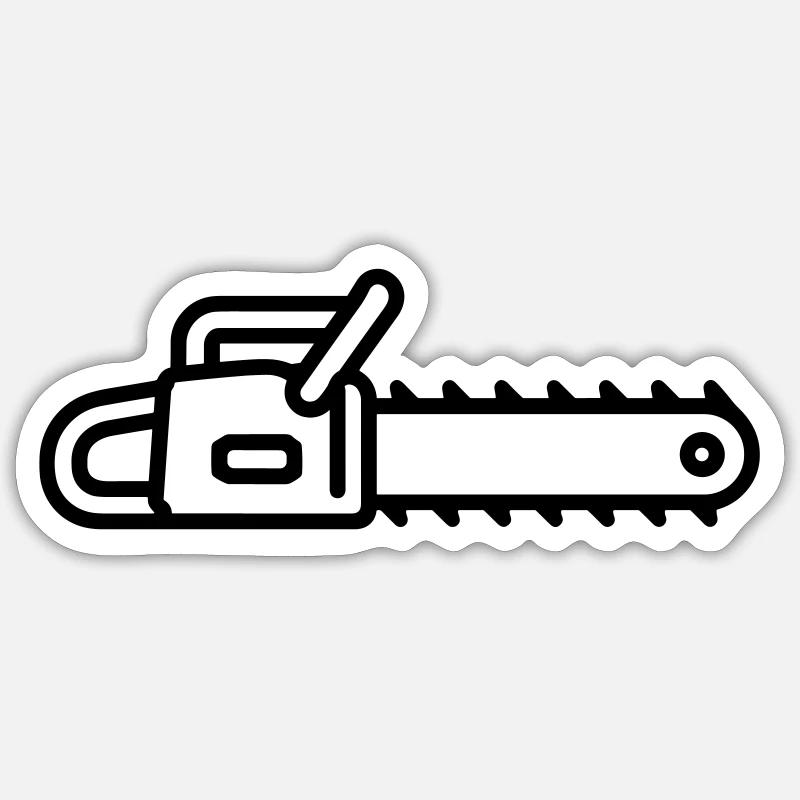 tronçonneuse - Sticker taille S (10 x 10 cm) - blanc mat