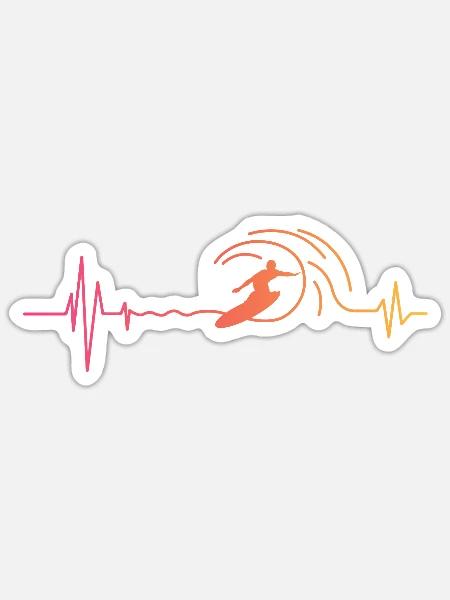 Surf Herzschlag Surfen Surfer - Sticker Größe S (10 x 10 cm) - Mattweiß