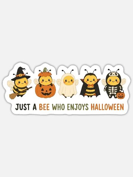Bienen-Halloween-Parade - Sticker Größe S (10 x 10 cm) - Mattweiß
