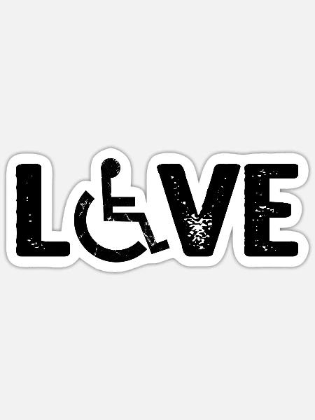 Liebe Rollstuhl O Behinderung - Sticker Größe S (10 x 10 cm) - Mattweiß