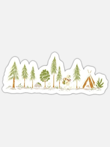 Wandern Camping Pfadfinder Wald Outdoor Abenteuer - Sticker Größe S (10 x 10 cm) - Mattweiß