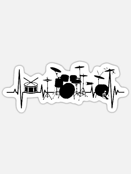 Herzschlag-Trommelmusik - Sticker Größe S (10 x 10 cm) - Mattweiß